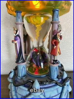Disney Villains Hourglass Snow Globe Statue Light-Up Musical with Styrofoam Box