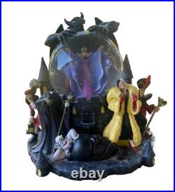Disney Villains Musical Snow Globe Plays Grim Grinning Ghost Made In Japan-Read