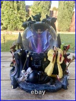 Disney Villains Musical Snow Globe Plays Grim Grinning Ghost Made In Japan-Read