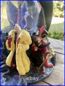 Disney Villains Musical Snow Globe Plays Grim Grinning Ghost Made In Japan-Read