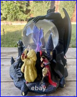 Disney Villains Musical Snow Globe Plays Grim Grinning Ghost Made In Japan-Read
