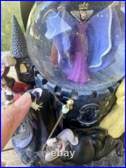 Disney Villains Musical Snow Globe Plays Grim Grinning Ghost Made In Japan-Read