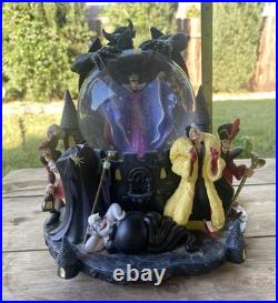 Disney Villains Musical Snow Globe Plays Grim Grinning Ghost Made In Japan-Read