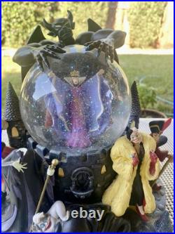 Disney Villains Musical Snow Globe Plays Grim Grinning Ghost Made In Japan-Read
