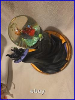 Disney Villains Sleeping Beauty Rotating Musical Snow Globe Statue Night Mtn