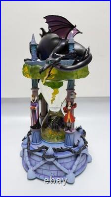 Disney Villains Snow Globe Maleficent Witch Hourglass Dragon LIGHTS WithBOX