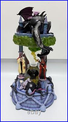 Disney Villains Snow Globe Maleficent Witch Hourglass Dragon LIGHTS WithBOX