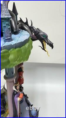 Disney Villains Snow Globe Maleficent Witch Hourglass Dragon LIGHTS WithBOX