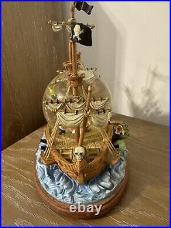 Disney Vintage Peter Pan Captain Hook Musical Snow Globe Pirate Boat Collectible