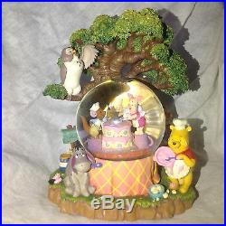 Disney Winnie The Pooh BIRTHDAY PARTY Musical Blower Figurines Snowglobes-MIB