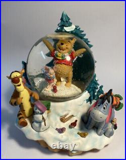 Disney Winnie The Pooh Snow Globe Music Box Winter Scene