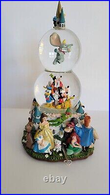 Disney World 14 Animated Music Lights Double Snow Globe A Magical Gathering