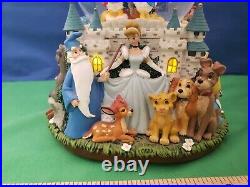 Disney World Character Parade Two Tiered Castle Snow Globe Spinning Dumbo Mickey