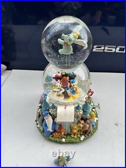 Disney World Character Parade Two Tiered Snow Globe Spinning Dumbo 1E