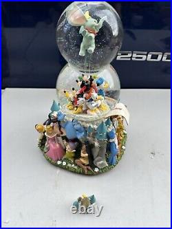 Disney World Character Parade Two Tiered Snow Globe Spinning Dumbo 1E