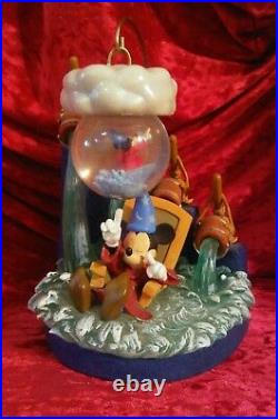 Disney World Mickey Snowglobe Sorcerer Fantasia Broomstick Large Heavy RARE