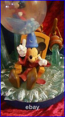 Disney World Mickey Snowglobe Sorcerer Fantasia Broomstick Large Heavy RARE