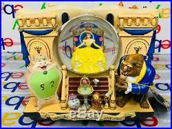 Disney's Beauty and the Beast Belle 2 Sided Musical StoryBook Snow Globe RARE