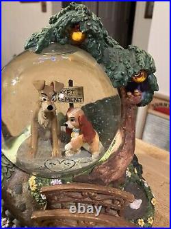 Disney's Lady and the Tramp Wet Cement Musical Snow Globe Works Perfectly