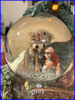 Disney's Lady and the Tramp Wet Cement Musical Snow Globe Works Perfectly