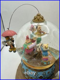 Disney's Pinocchio's Music Box Water Globe Snow Globe With Original Box
