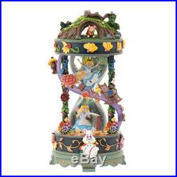 Disney store Japan 25th Anniversary Alice Hourglass Snow dome Music Box Globe FS