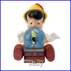 Disney store Japan Snow Dome music box with Pinocchio Jiminy Cricket Glove fig