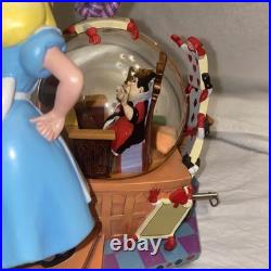 EUC Vintage Disney Alice In Wonderland Fiftieth Year Snow Globe Music Box