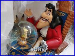 Large Disney Peter Pan Captain Hook Tinkerbell Snow Globe Music RARE NEW IN BOX