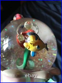 Little Mermaid Ariel Disney Store Snow Globe, Plays Under the Sea Flounder