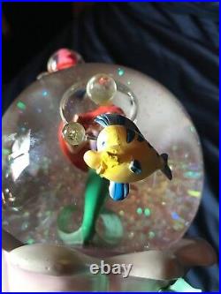 Little Mermaid Ariel Disney Store Snow Globe, Plays Under the Sea Flounder Little Mermaid Ariel Disney Store Snow Globe, Plays Under the Sea Flounder
