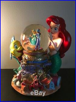 Little Mermaid Disney Japan Rare Snow Globe Plays Under the Sea Mint