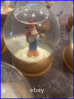 Lot of 12 First Limited Edition Disney Crystal Snow Globe Collection Wood Vtg