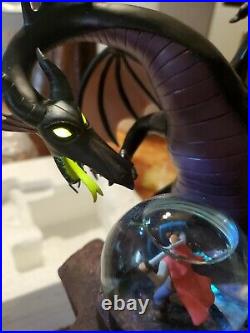 NIB Rare 2004 Disney Maleficent Dragon musical Snowglobe battery Perfect