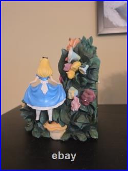 NON-OPERATIONAL Disney Alice In Wonderland Mini Snow Globe Garden Water Fountain
