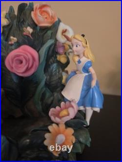 NON-OPERATIONAL Disney Alice In Wonderland Mini Snow Globe Garden Water Fountain