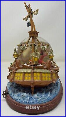 PETER PAN Disney You Can Fly Pirate Ship Snow Globe Music Box Collectable