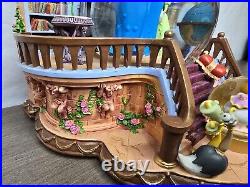 RARE 1991 Beauty and the Beast Library Double Snow Globe Music Box Works Disney