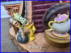 RARE 1991 Beauty and the Beast Library Double Snow Globe Music Box Works Disney