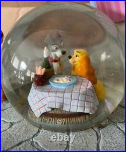 RARE DISNEY MUSIC SNOW GLOBE LADY AND THE TRAMP Limited Edition