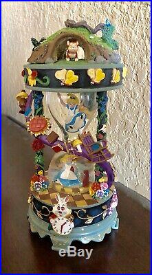 RARE Disney Alice In Wonderland Hourglass Snowglobe Music Box