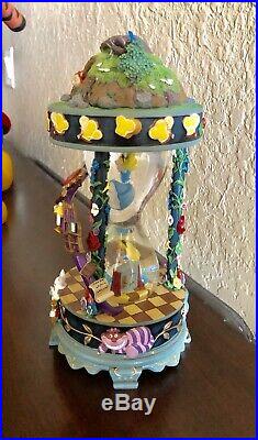 RARE Disney Alice In Wonderland Hourglass Snowglobe Music Box