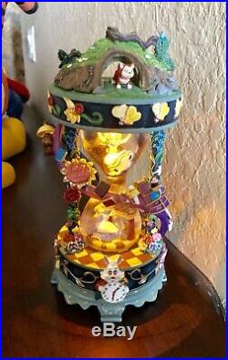 RARE Disney Alice In Wonderland Hourglass Snowglobe Music Box