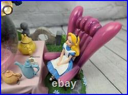 RARE Disney Alice in Wonderland Musical Light-up Snow Globe Tea Party