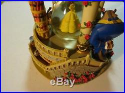 RARE Disney BEAUTY AND THE BEAST Hourglass Musical & Lights Snow Globe Imperfect