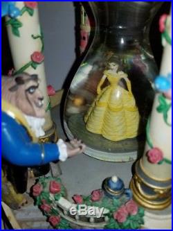 RARE Disney Beauty and the Beast Hourglass Musical Light-Up Snow Globe