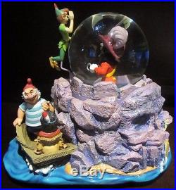 RARE Disney Catalog Peter Pan Captain Hook Wendy Tic Toc Snowglobe Music Box