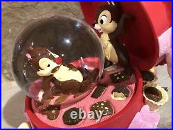 RARE Disney Chip and Dale Valentine Chocolate Musical Snow Globe MC