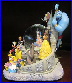 RARE Disney Cinderella Castle Character Dumbo Fab 5 Baloo Snowglobe Music Box