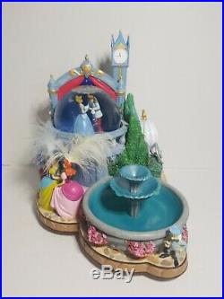RARE Disney Cinderella Fountain Snowglobe Prince Charming Dancing Snow Globe